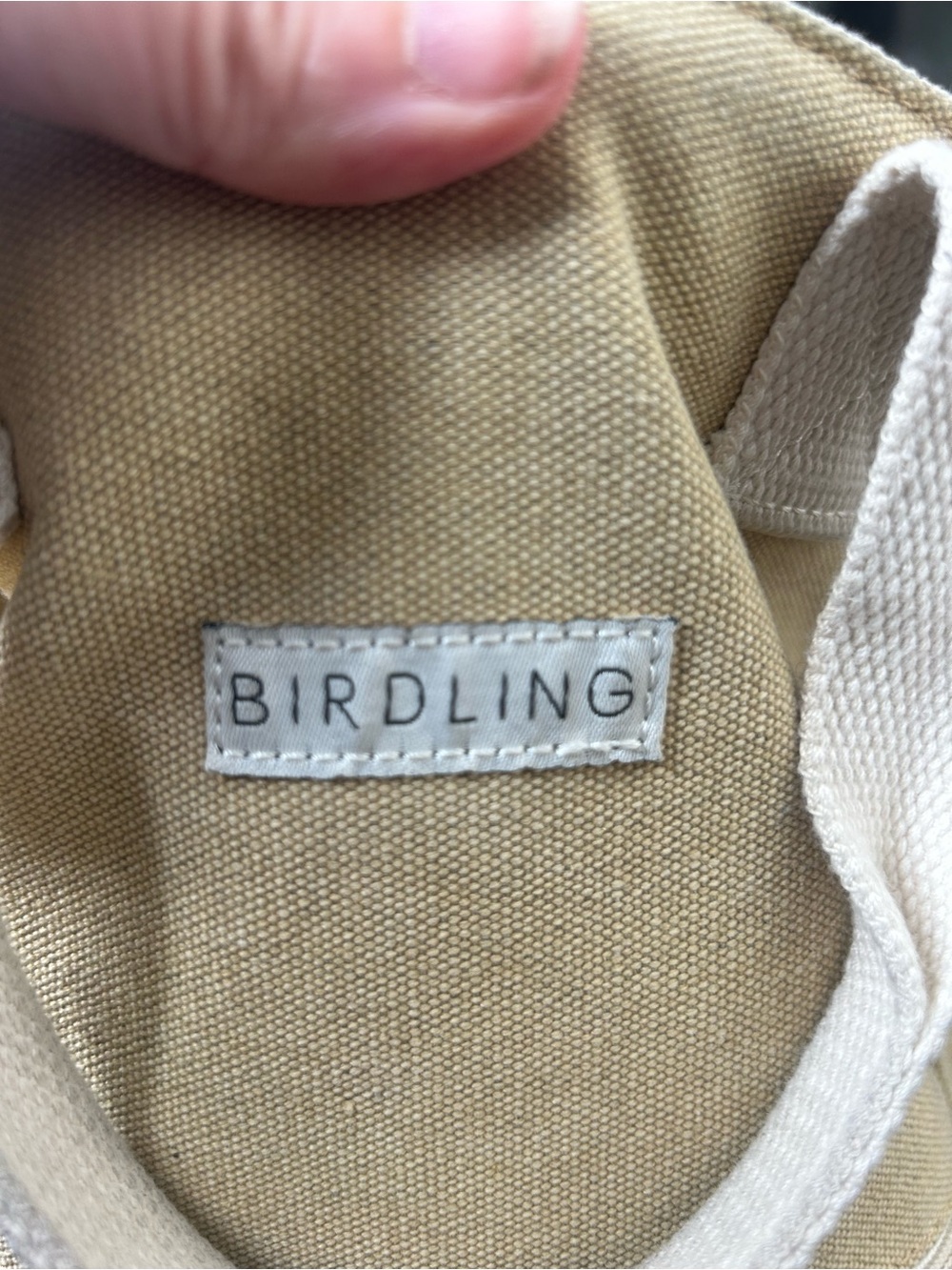 Birdling Tan Cream Laptop Backpack Tote Canvas 15” x 13” Pinstripe Interior - Picture 4 of 8